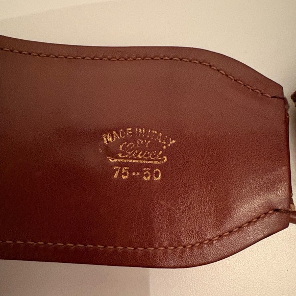 Gucci vintage suede Belt with Gold GG logo - Picture 2 of 3